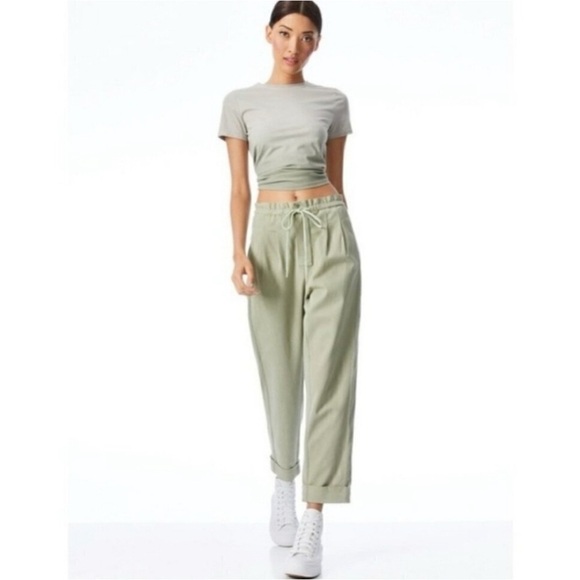 Alice + Olivia Pants - Alice + Olivia High Rise Olive Green Jogger Track Pants XS